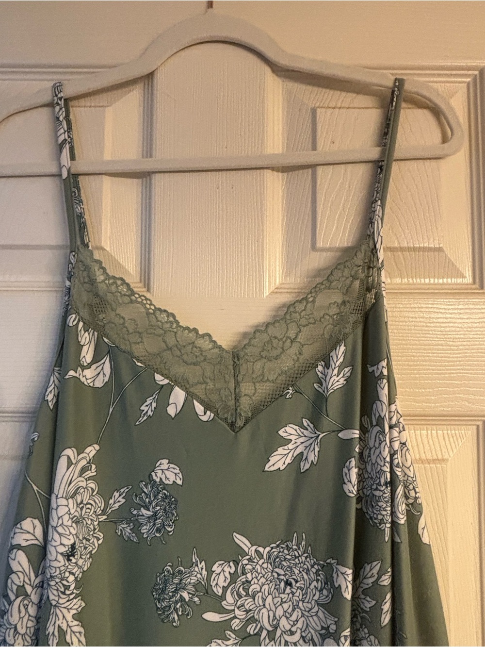Floral Lace-Trim Slip Dress in Sage Green - Picture 4 of 4